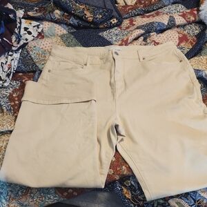 LOFT Straight Cuffed Cream Colored Jeans